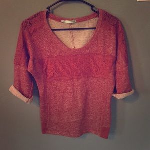 Red half sleeve sweater